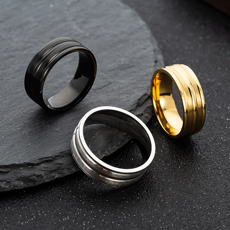 Anel masculino de aço inoxidável fosco de 8mm, moda simples e elegante. Resistente, ideal para uso diário e um visual moderno. — foto 1