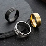 Anel masculino de aço inoxidável fosco de 8mm, moda simples e elegante. Resistente, ideal para uso diário e um visual moderno. — foto 1