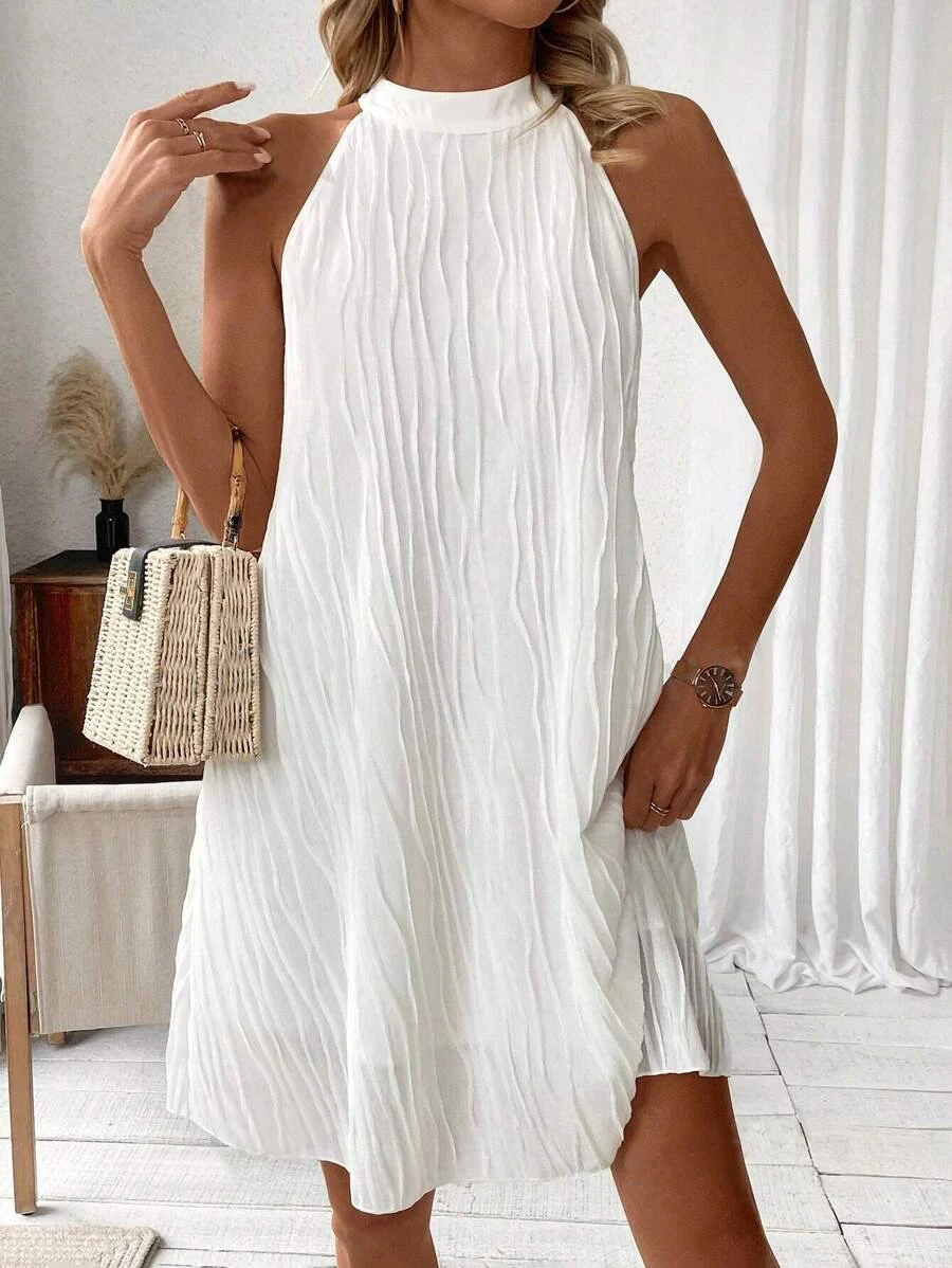 Title 3, Fashion Dresses For Women Pure Color Halter Bac...