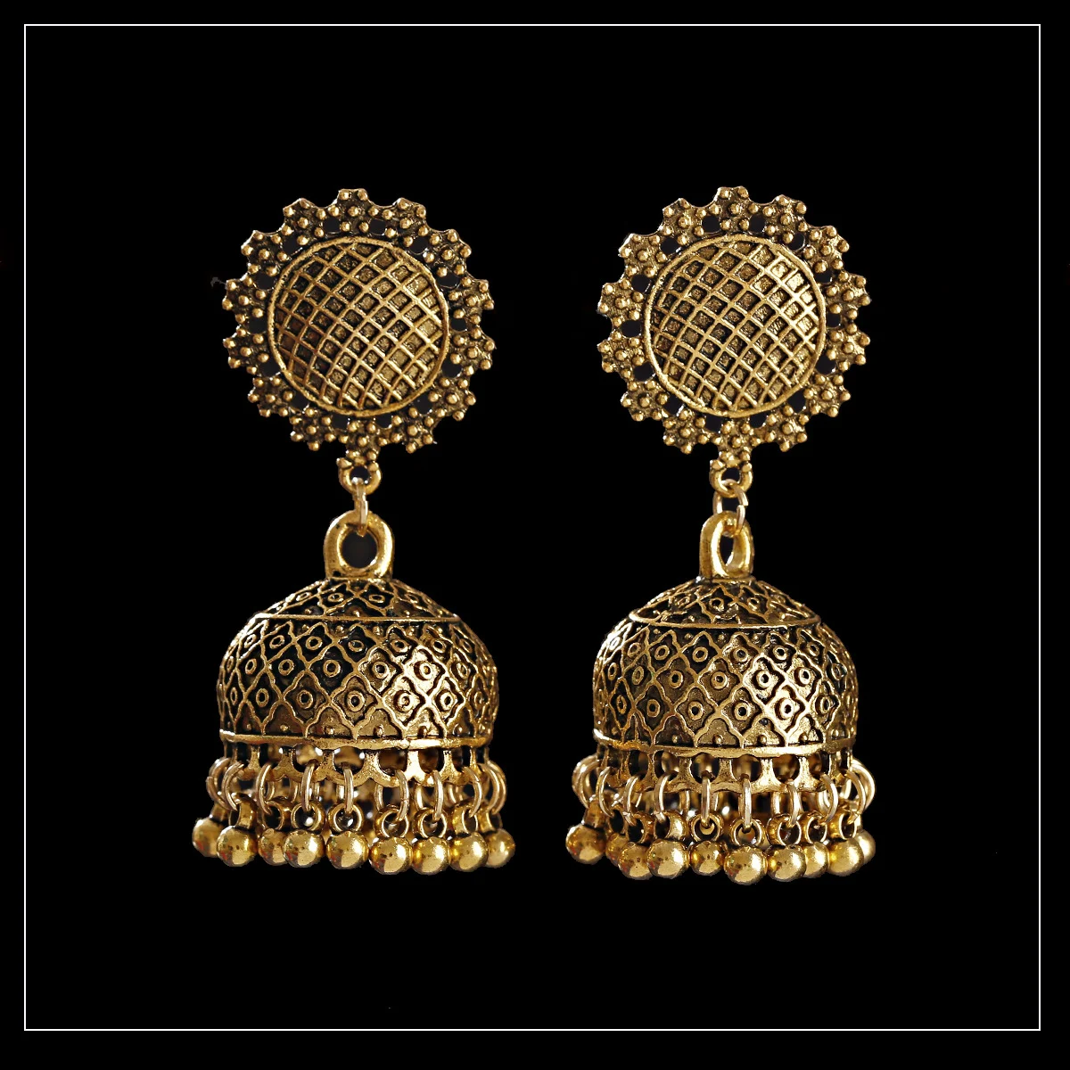 Pendientes de botón bohemios con diseño de gota de agua, Buda, India, Tailandia. Aleación, redondos y ligeros, ideales para realzar tu estilo. — foto 3