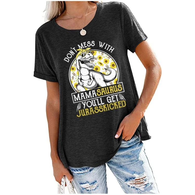 European And American Ladies Mother's Day Dinosaur Short Sleeve — photo 12