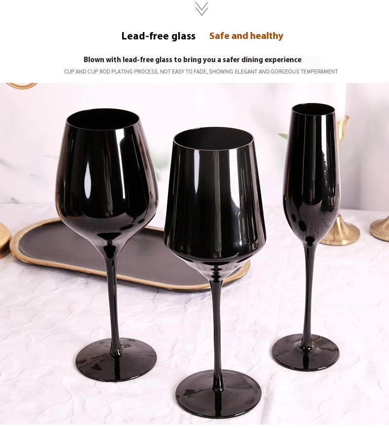 Title 5, Black crystal wine glasses for household use, e...