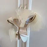 Open Toe Mesh Bow Hollow One-button Sandals. Lightweight and breathable, these sandals offer comfort and style, perfect — photo 3