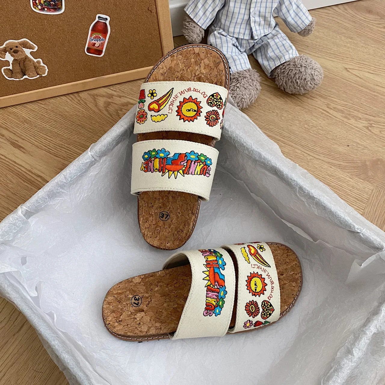 Women's Cork Sole Summer Embroidered Sandals Comfortable and stylish footwear for warm weather Breathable and elegant Pe — photo 12