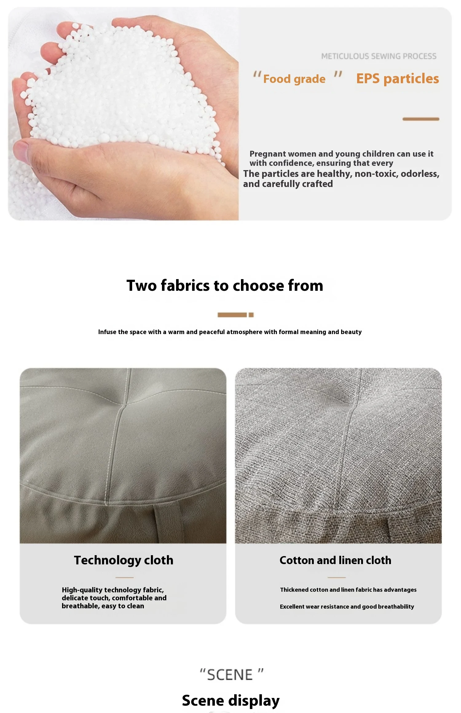 Title 4, Round Cushion Tatami Chair Pad, Thick Fabric Fu...
