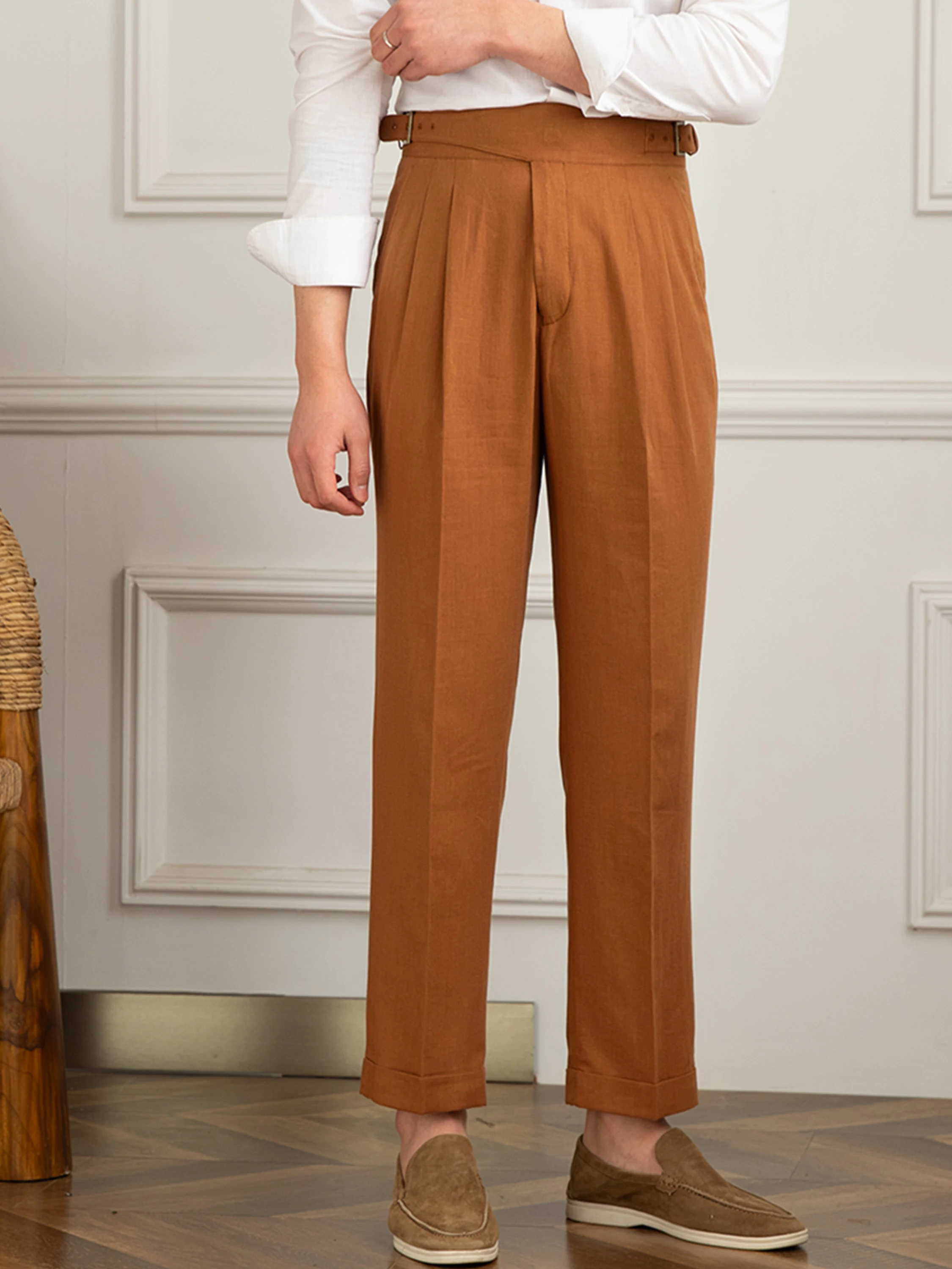 Retro Breathable Cotton and Linen High Waist Straight-leg Pants. Comfortable, stylish, and perfect for warm weather. A t — photo 7