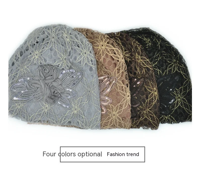 Title 1, Polyester Lace Three Flowers Toque Sleeve Cap, ...