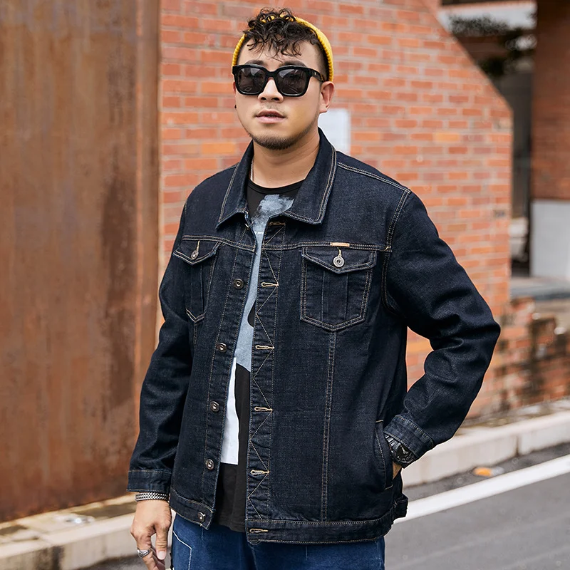 Plus Size Men's Trendy Brand Slim Denim Jacket Plus Fat Modern Fit Comfortable Style Perfect for a Trendy and Confident — photo 5