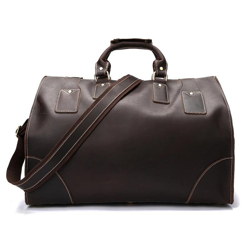 Bolsa de viagem masculina vintage em couro bovino, grande capacidade, bolsa de ombro de couro, perfeita para viagens e passeios. — foto 2