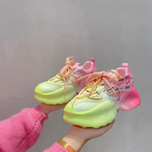 Title 2, Color-matching and glue-drenched thick-soled sp...