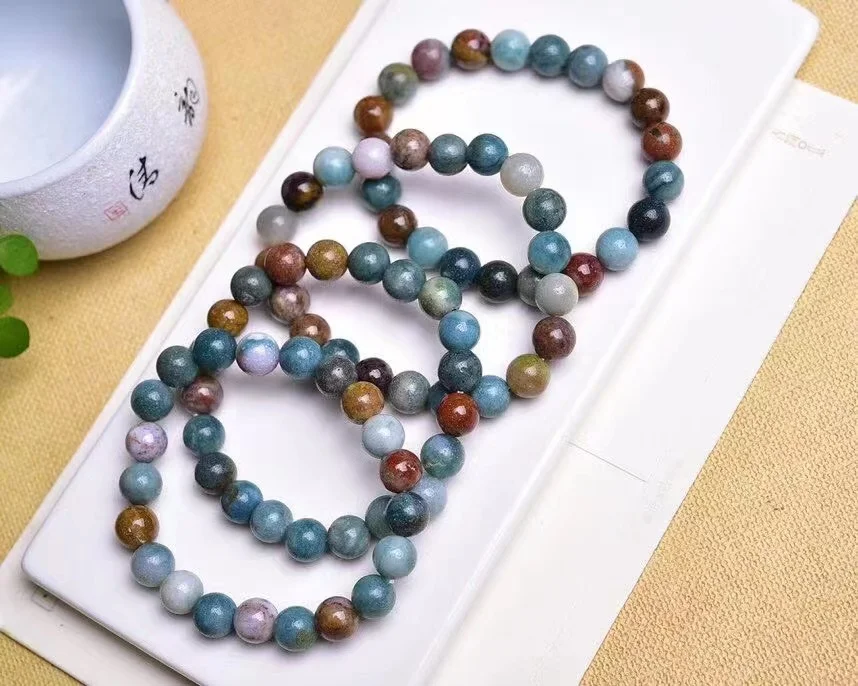 Nieuwe Natuurlijke Oceaan Steen Ronde Kralen Enkele Ring Armband 8mm Kristal Hydraterend Draagcomfort en Stijlvol — foto 8