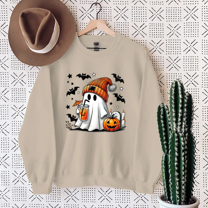 Title 2, Moletom feminino Halloween Ghost Pumpkin Bat Pr...