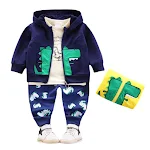 Conjunto infantil de três peças com cardigan de zíper e dinossauro de desenho animado. Conforto e estilo para os pequenos! — foto 21