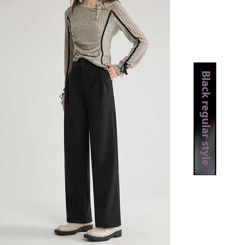 Autumn and Winter Thick Suit Woolen High Waist Slimming Drooping Straight Loose Casual Pants for comfortable style and f — photo 5