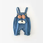 Macacão jeans infantil com desenho de filhote, cowboy, siamês. Perfeito para o outono, macio e estiloso. Roupa de bebê divertida. — foto 6
