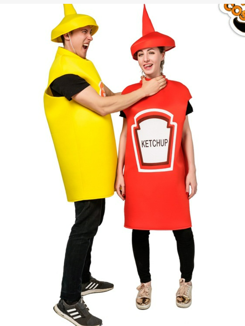 Title 2, Volwassen paar mosterd en tomatensaus kostuum, ...