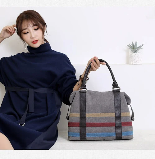 Title 13, Bolso de lona a rayas para mujer ideal para el ...