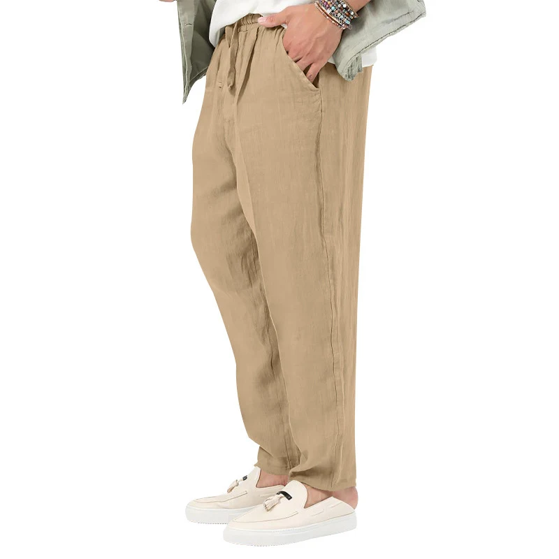 Title 3, Heren plus size casual broek van katoen en linn...