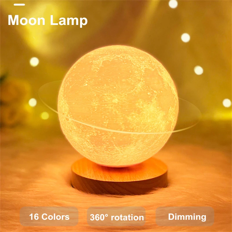 Luminária Lua Flutuante Magnética 3D com Toque Controle 3 Cores Luz da Lua Lunar Luz Noturna para Casa Escritório — foto 11