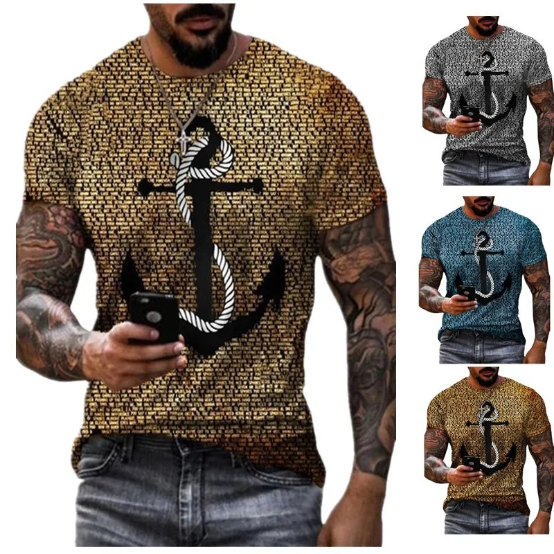 Title 6, Vintage Anchor Loose Digital Print Short Sleeve...
