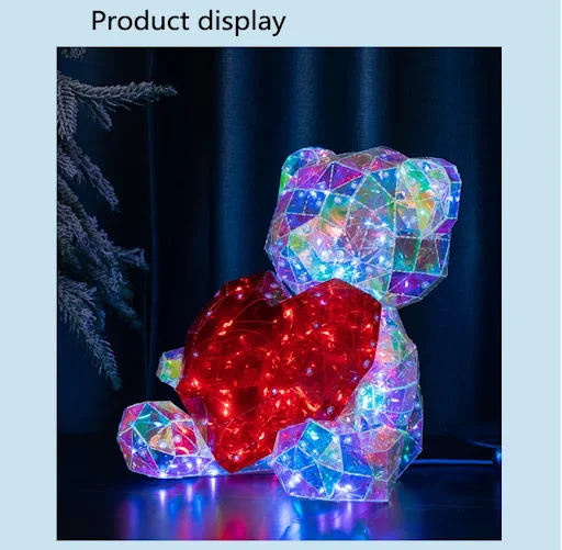 Title 1, Colorful Heart-Hugging Bear Luminous Valentine...