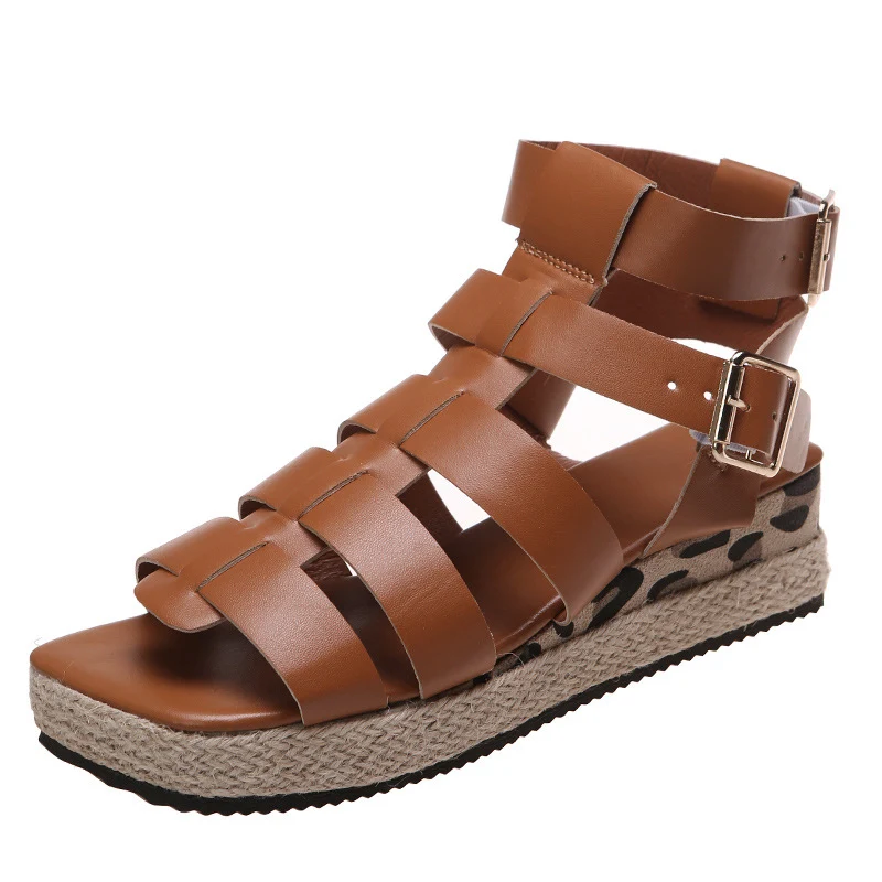 Title 7, Sandalias de cuña con plataforma de cuerda de c...