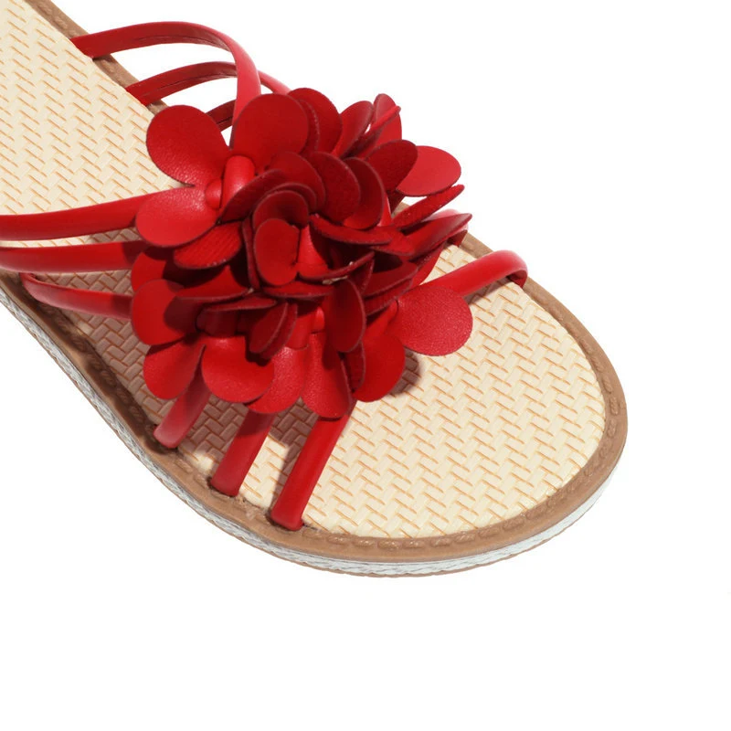 Sandalias Romanas de Verano con Suela Plana y Flores, Perfectas para Caminar con Estilo y Comodidad en la Playa o Ciudad. — foto 2