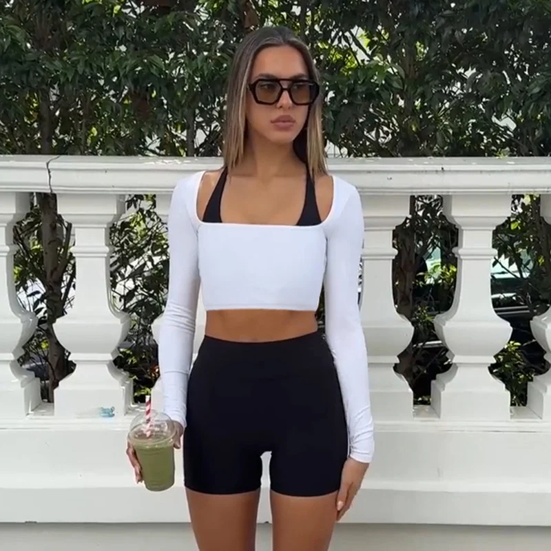 Title 17, Blusa de manga longa com gola quadrada, estilo ...