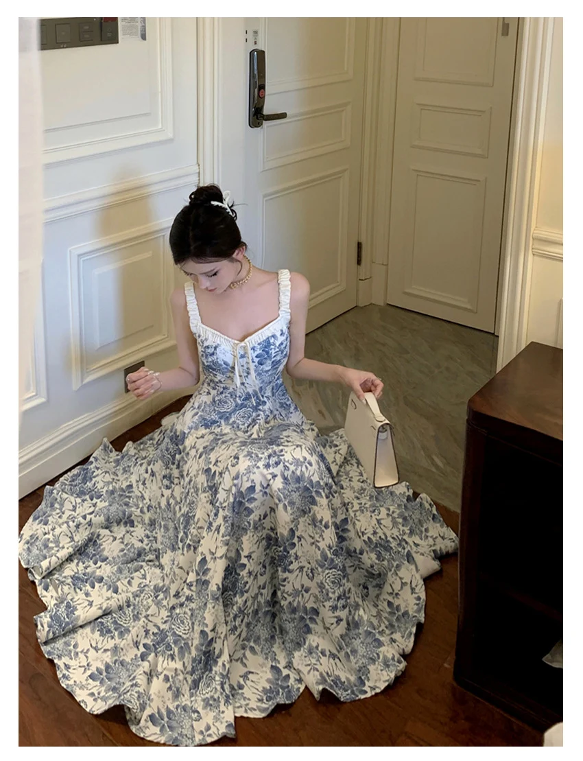 Title 7, Womens Fashion Retro Floral Strap Dress Summer...