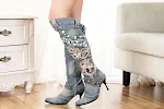 Women's String Beads High-Heeled Denim Stiletto Heels, designed for a stylish and confident look, perfect for any occasi — photo 5