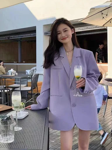 Title 4, Womens Fashion Casual Purple Suit Jacket Effor...