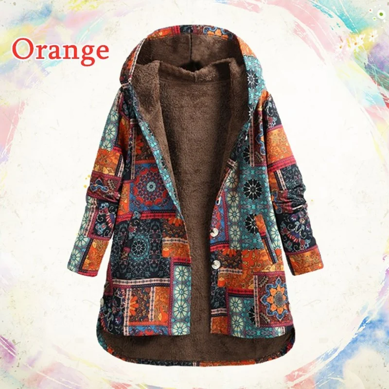 Retro Ethnic Floral Print Plus Size Cotton Jacket. Experience comfort, a bohemian style, and a touch of vintage charm in — photo 4