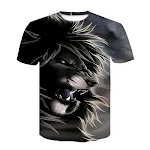 Camiseta unissex de verão com estampa digital 3D de rosto de leão e tigre, gola redonda, manga curta, perfeita para o calor. — foto 11