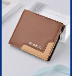 Carteira Curta de Couro Macio Retro Personalizada Masculina, Porta-Cartões Múltiplos, Grande Capacidade para Moedas, Design Clássico — foto 3