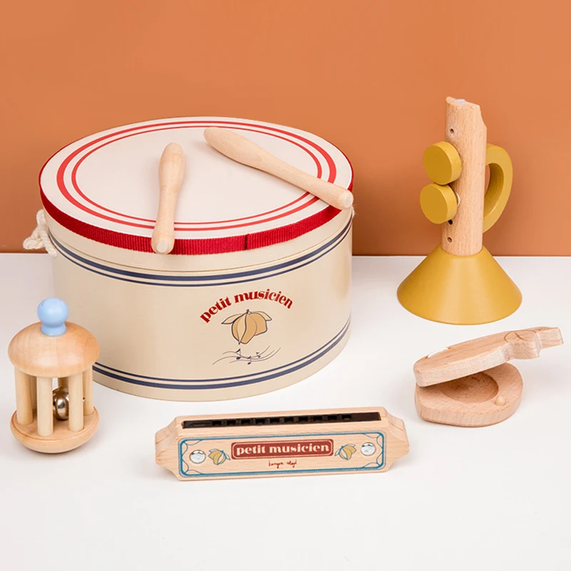Brinquedos de percussão de madeira para bebês, educação infantil. Desenvolve a coordenação motora e habilidades musicais desde cedo. — foto 2
