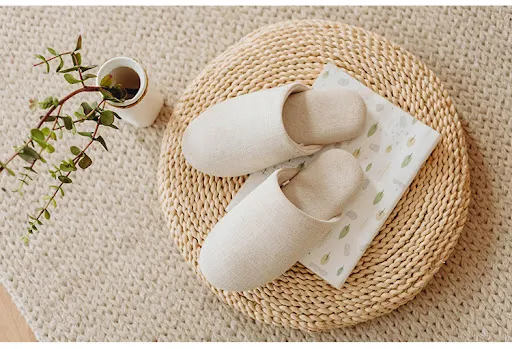 Title 4, Japanese Style Linen Slippers, Silent Cotton Ho...