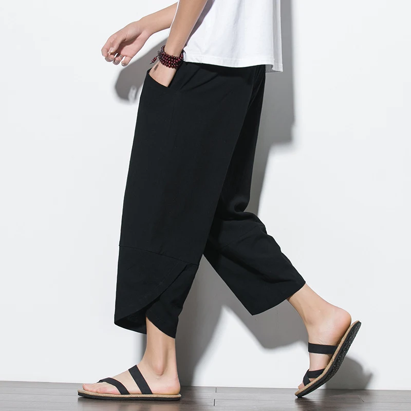 Title 2, Casual katoen en linnen losse cropped harembroe...
