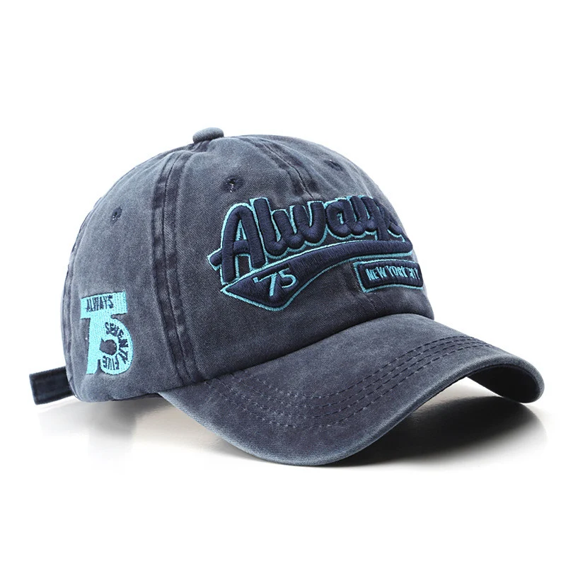 Men's Fashion Wash Distressed Letters Embroidery Peaked Hat Adjustable Comfortable Casual Style Sun Protection — photo 6