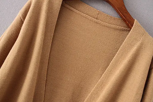 Title 6, Double Pocket Mid-Length Knitted Cardigan Sweater