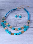 Conjunto de Jóias Vintage Colar Brincos Pedra Natural Colorida, acessório perfeito para um visual elegante e charmoso — foto 2