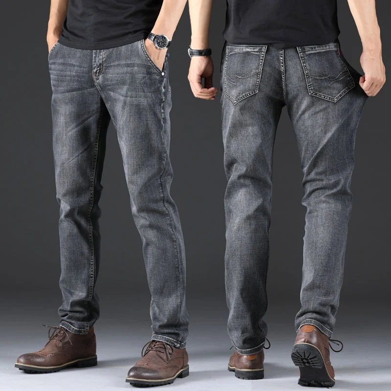 Smoky Gray Jeans Men's Loose Straight fit, offering all-day comfort and a relaxed, modern style. Perfect for casual wear — photo 3