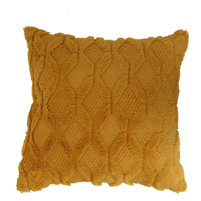 Fronha de almofada de pelúcia bordada de cor sólida, criativa e simples. Adicione conforto e estilo com este toque decorativo para sua casa. — foto 1