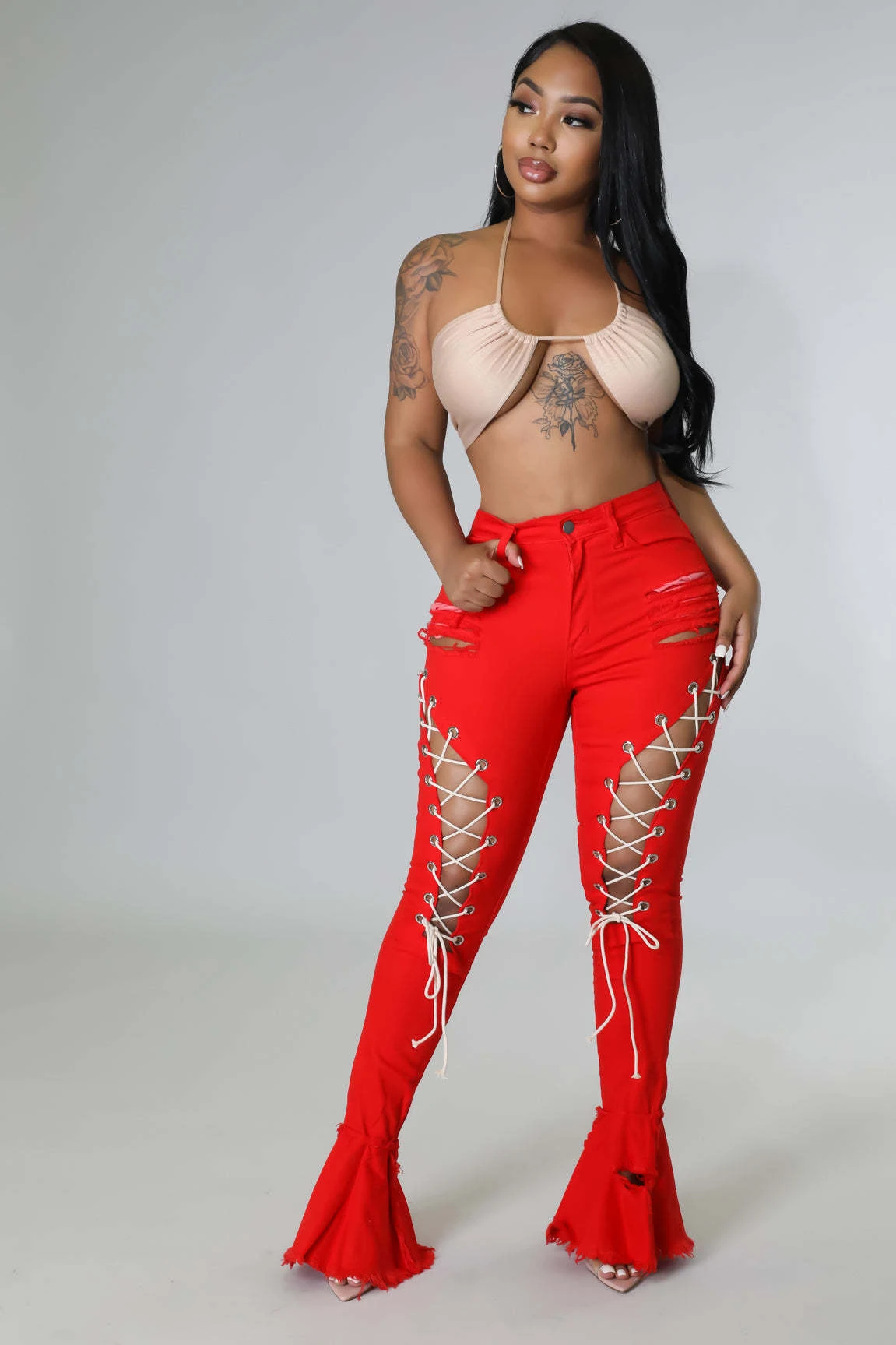 Title 9, European and American Mid-waist Retro Tattered ...