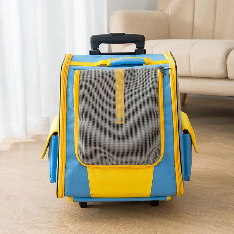 Title 5, Cat Bag Portable Pet Trolley Backpack, Breathab...