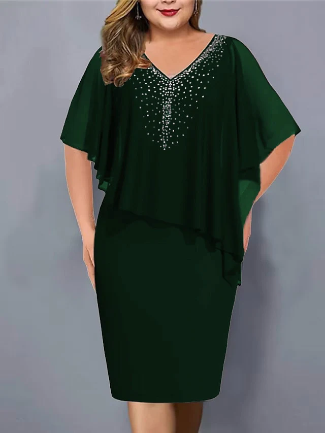 Title 3, Plus Size Womens Chiffon Dress with Rhinestone...