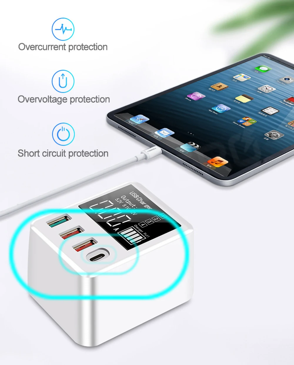 Title 10, Carregador USB múltiplo de 30W com quatro porta...