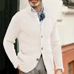 Cardigã de malha casual masculino de manga longa com gola alta, suéter confortável e elegante, perfeito para diversas ocasiões. — foto 3