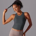 Canotta Sportiva Lunga da Donna ad Alta Elasticità con Imbottiture al Seno Offre Supporto e Comfort Ideale per Allenamenti e Fitness — foto 4