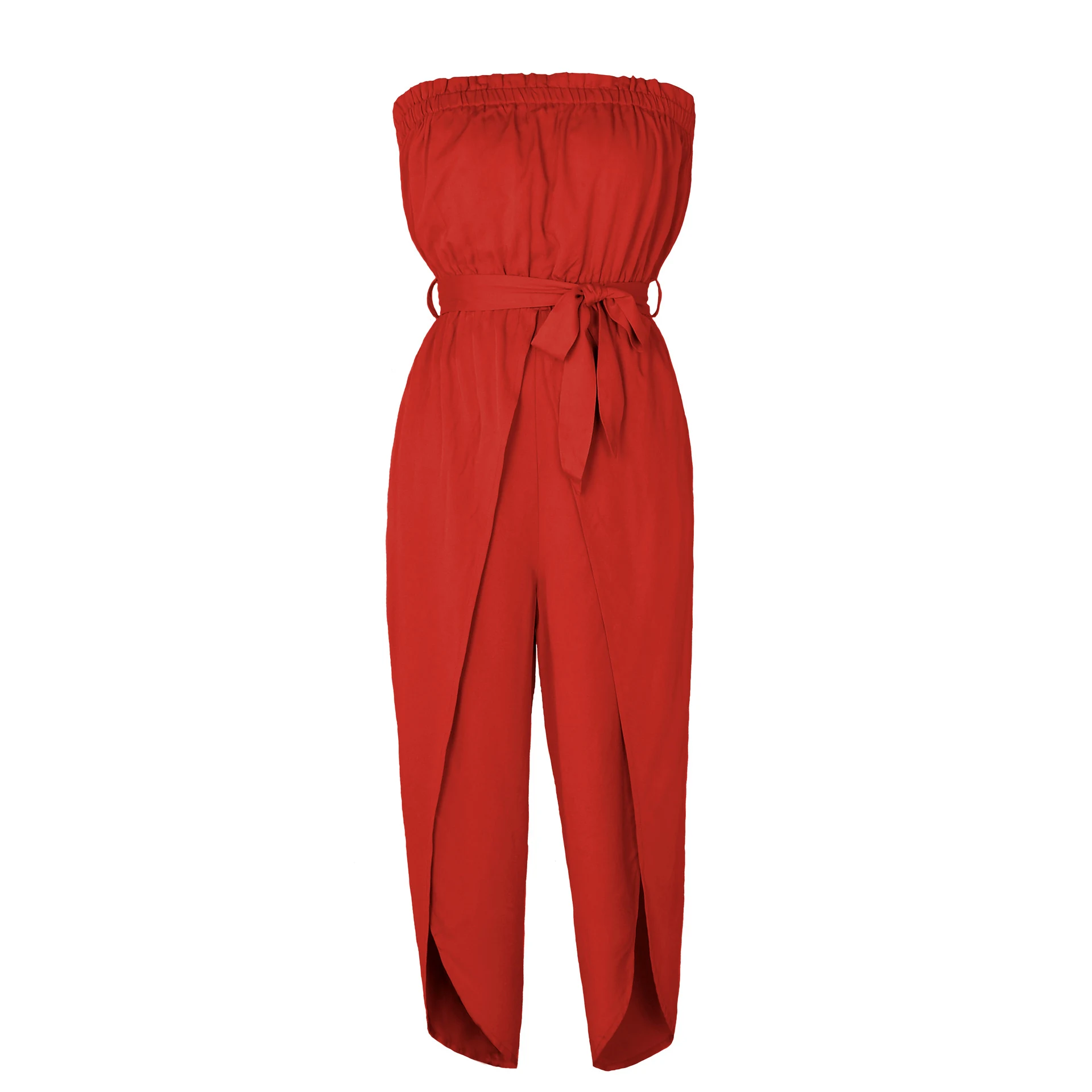 Title 8, Jumpsuit Off-neck Elastic Waistband Lace-up Wom...