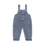 Conjunto de duas peças para meninas, jardineira jeans e camisa de renda, perfeito para um visual casual e estiloso, confortável e charmoso. — foto 3